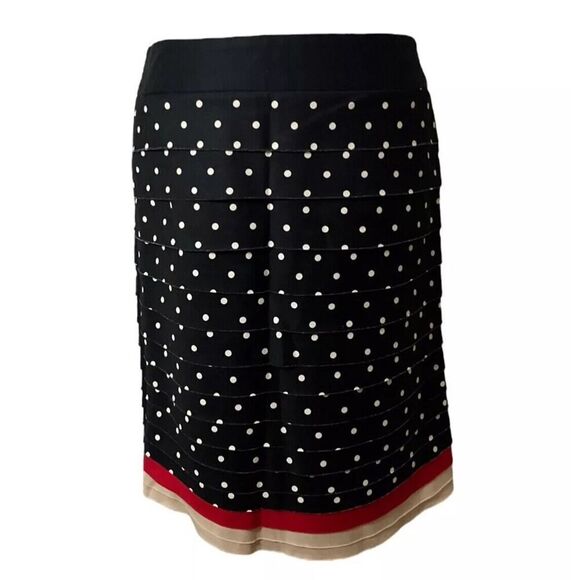 White House Black Market Tiered Polka Dot Pencil Suit Skirt Designer Womens US 2 - Picture 2 of 8